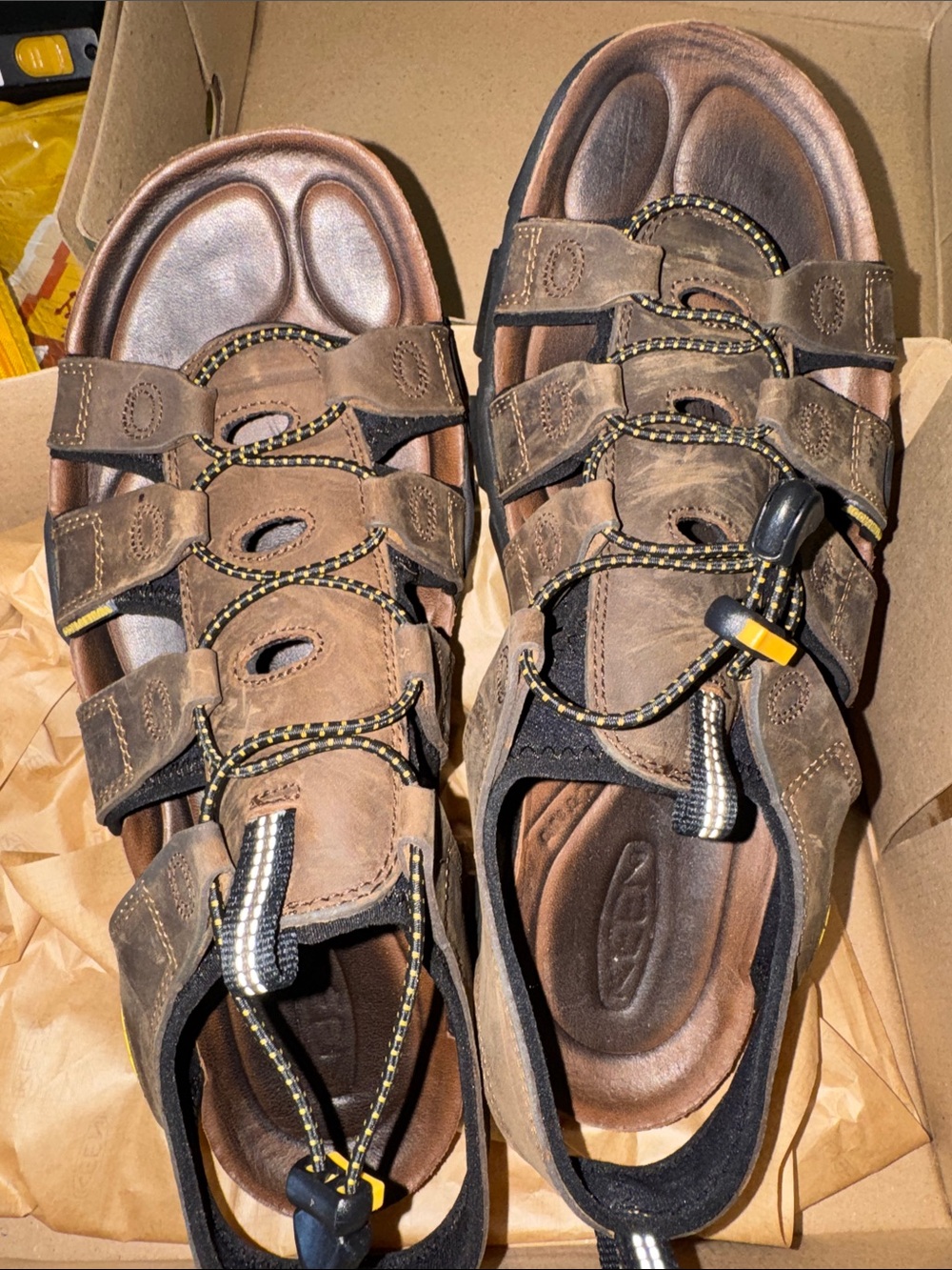 Keen Men's Brown Leather Adjustable Outdoor Sandals | size 13